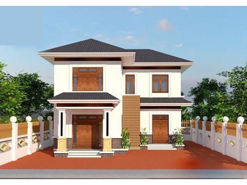 Tham khảo mẫu nhà 2 tầng chữ L mái Nhật đơn giản, tối ưu chi phí 