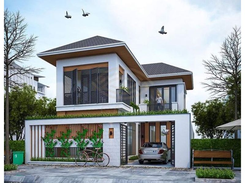 Chia sẻ mẫu nhà chữ L 2 tầng 80m2 phù hợp ở thành phố