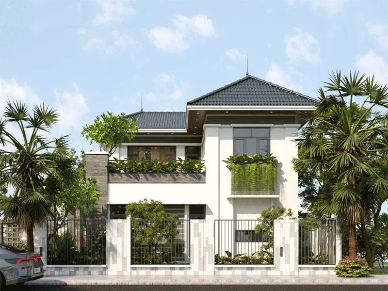 Chia sẻ mẫu nhà chữ L 2 tầng 80m2 mái Nhật hài hòa giữa thiết kế và màu sắc