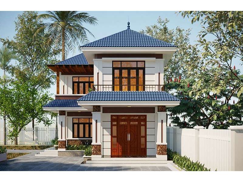 Xây nhà chữ L 2 tầng 80m2 mái Nhật tân cổ điển nhẹ nhàng, thanh lịch