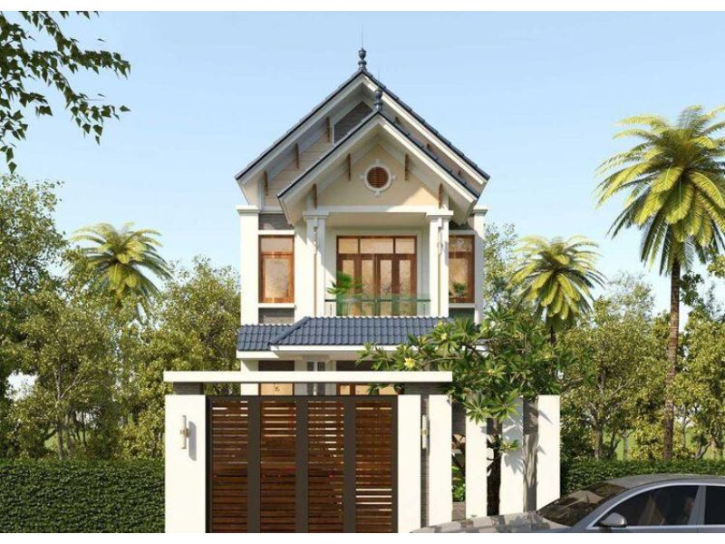 Nhà hiện đại có sân vườn rộng tận dụng làm gara