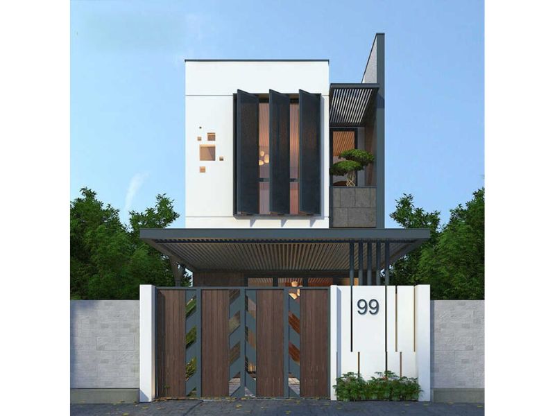 Nhà 2 tầng hiện đại tạo hình độc đáo