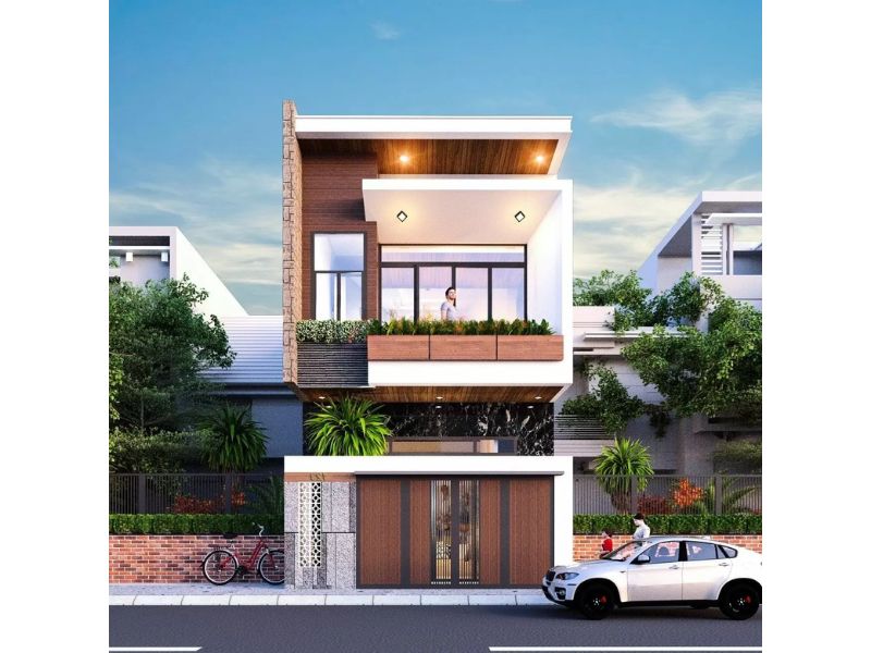 Nhà 2 tầng hiện đại mái bằng 80m2