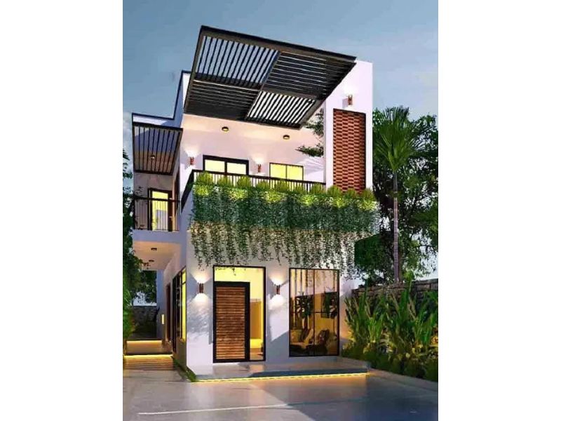 Nhà 2 tầng đơn giản có sân vườn