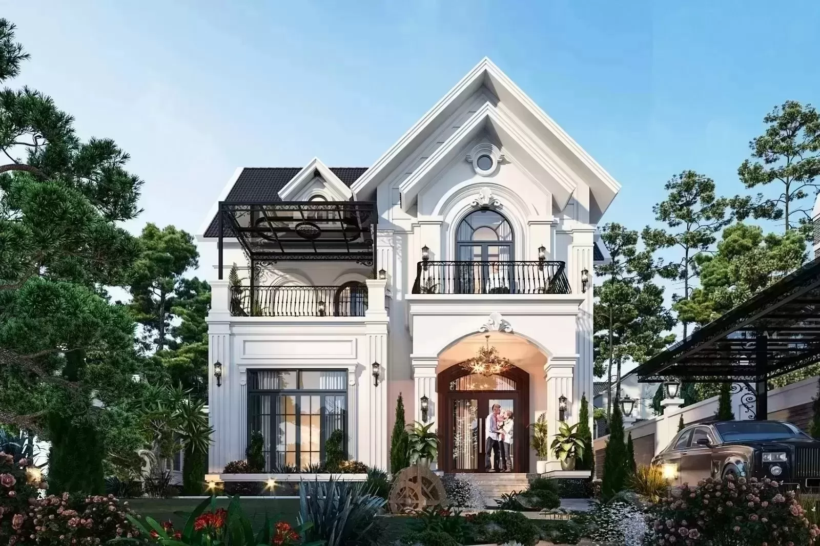 Biệt thự 2 tầng mái thái thiết kế trên đất rộng 10m