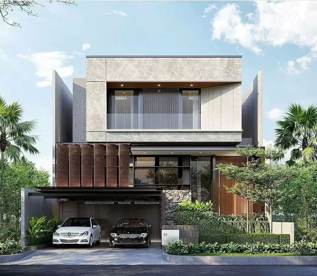 biệt thự mái bằng 2 tầng hiện đại chiều ngang 10m