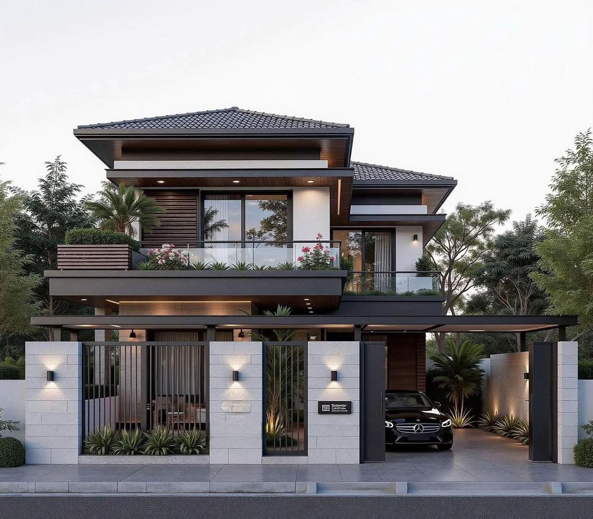 thiết kế biệt thự 2 tầng trên đất mặt tiền rộng 10m