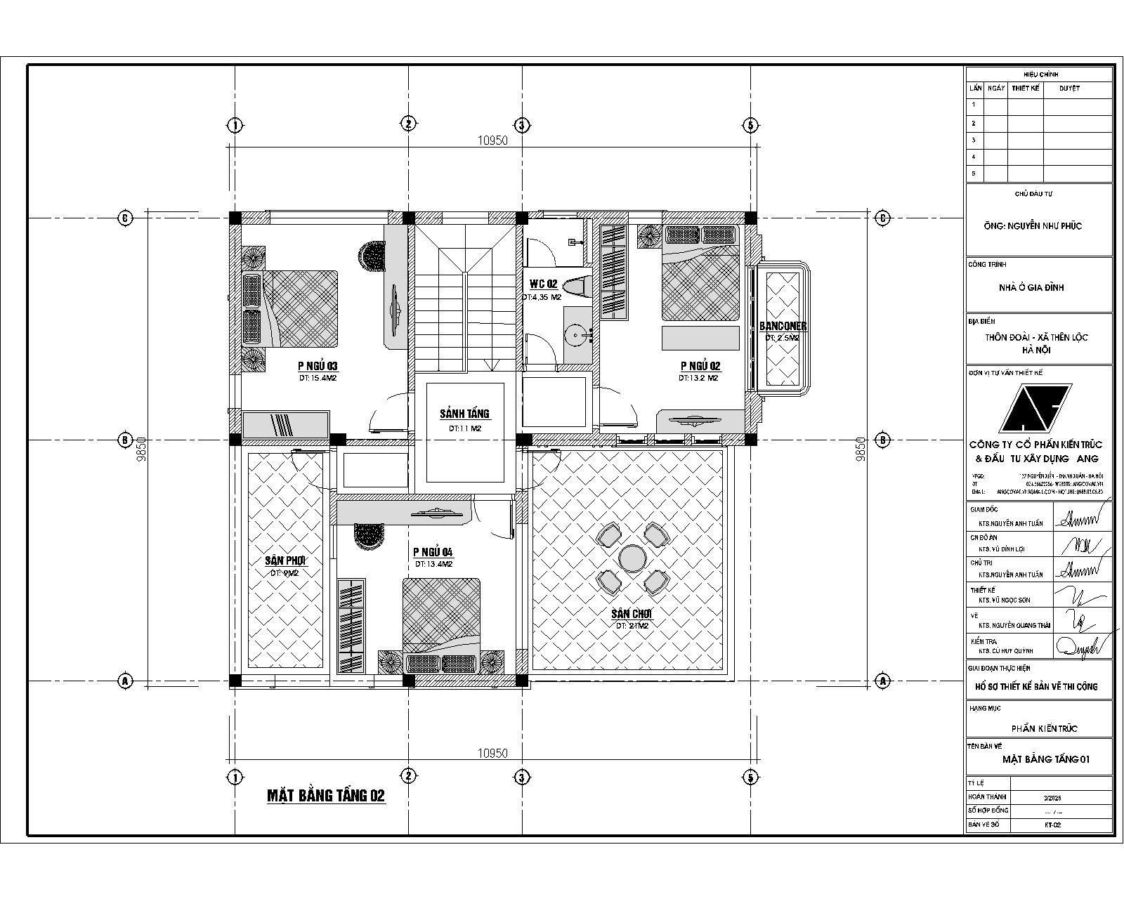 mặt bằng tầng 2 nhà 2 tầng có 4 phòng ngủ mặt tiền rộng 10m