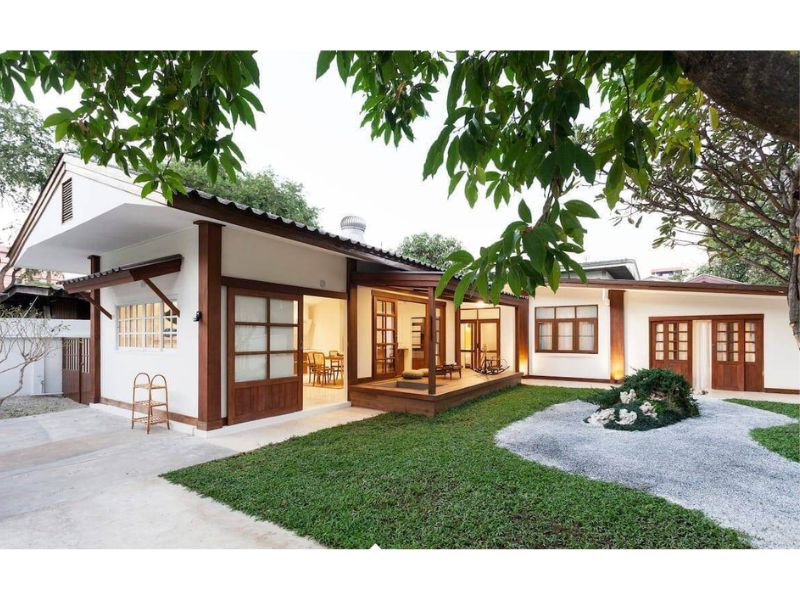 Mẫu nhà cấp 4 thiết kế theo hình chữ L tận dụng hiệu quả không gian kinh doanh