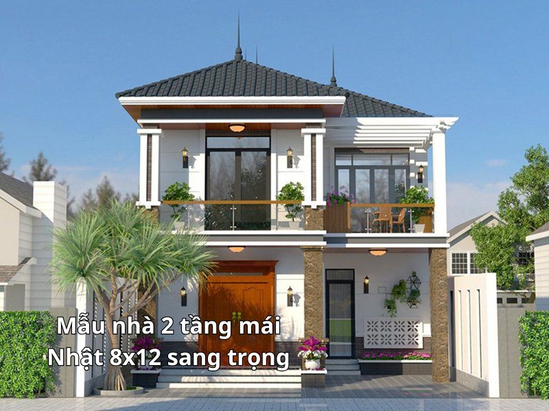 Tìm hiểu mẫu nhà 2 tầng mái Nhật 8x12 đẹp, sang trọng