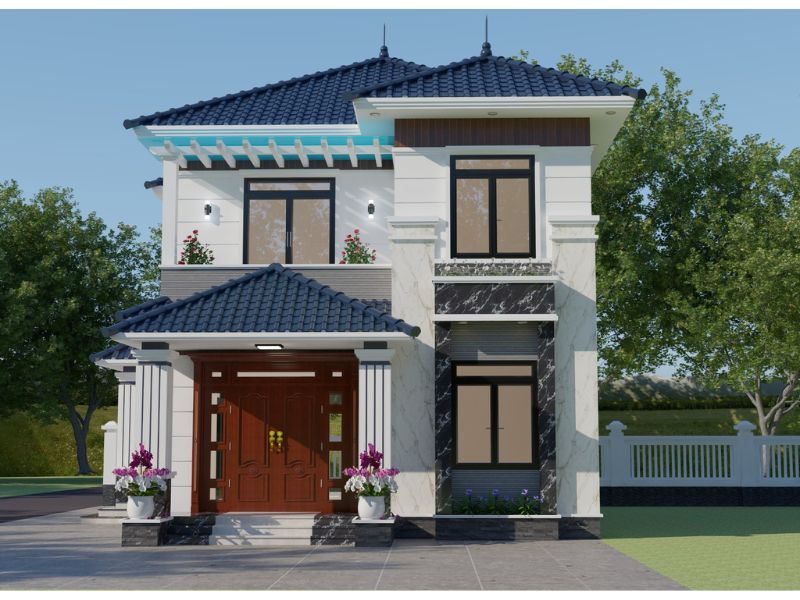 Mẫu nhà 2 tầng mái Nhật 8x12 mang tới vẻ đẹp trẻ trung, thời thượng