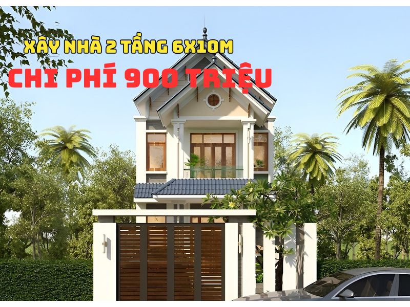 Xây nhà 2 tầng 6x10m mái Nhật chi phí 900 triệu đồng