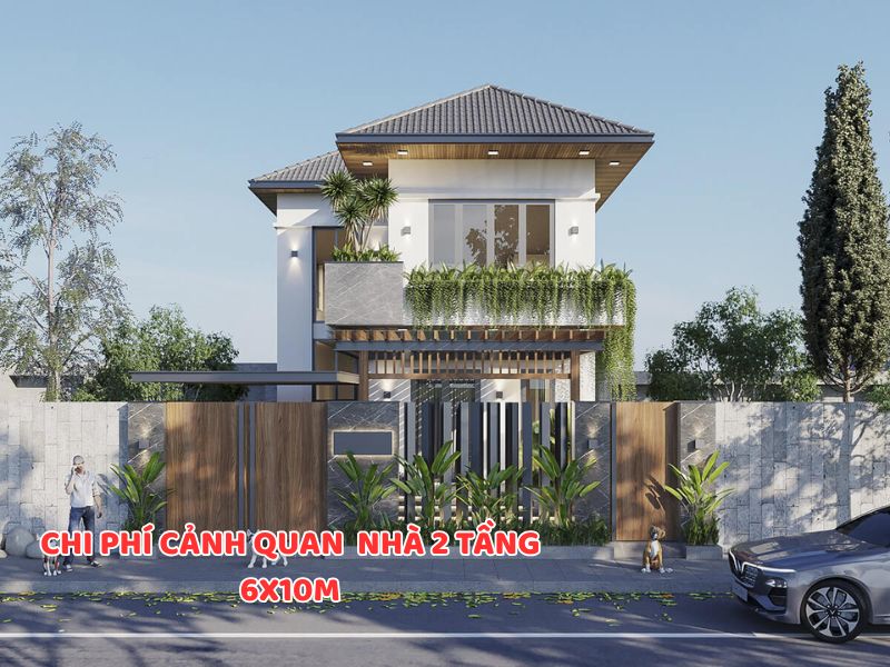 Báo giá thiết kế cảnh quan thiên nhiên xanh mát, đẹp đẽ cho ngôi nhà 2 tầng 60m2