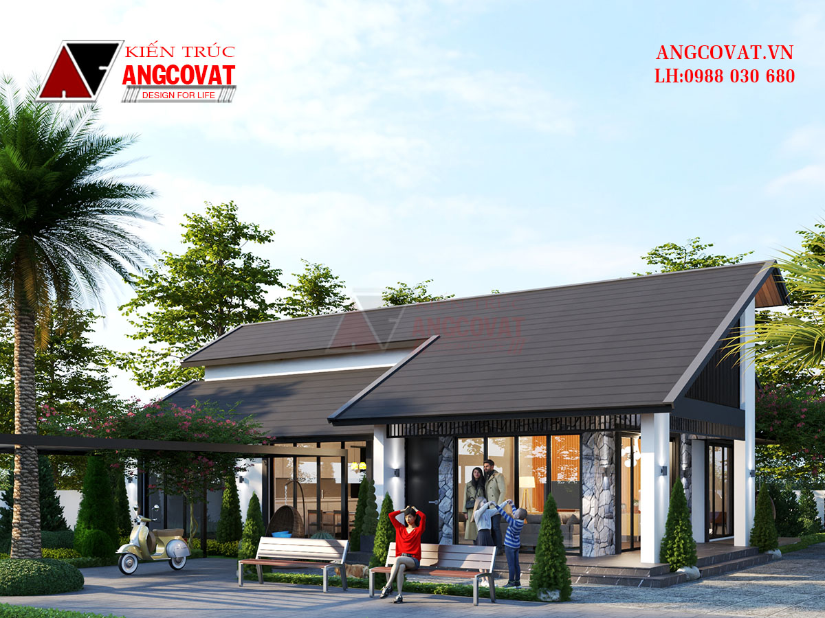 Bản vẽ chi tiết nhà vườn cấp 4 130m2 3 phòng ngủ đẹp 