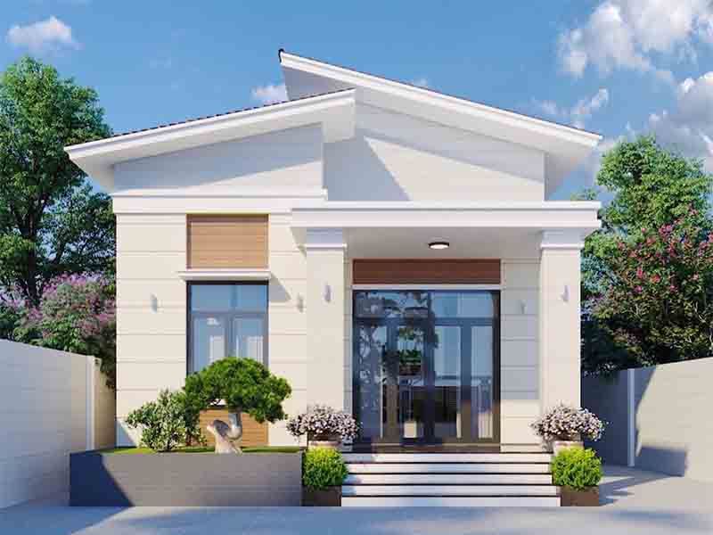 Thiết kế nhà cấp 4 6x18 mái lệch độc đáo 