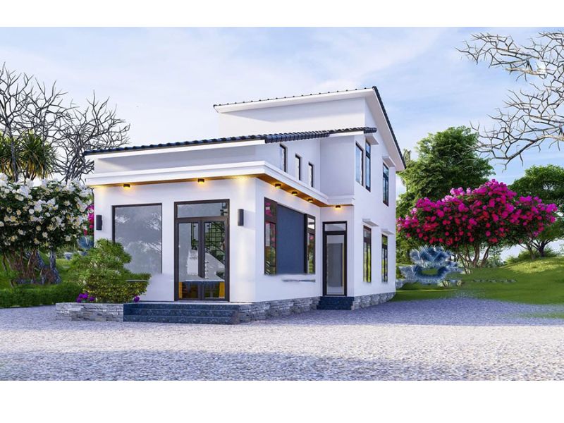 Hình ảnh phối cảnh nhà cấp 4 ngang 6m có gác lửng tiện ích 