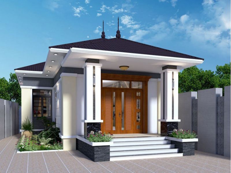 Mẫu nhà cấp 4 6x18 sử dụng hệ mái Nhật 