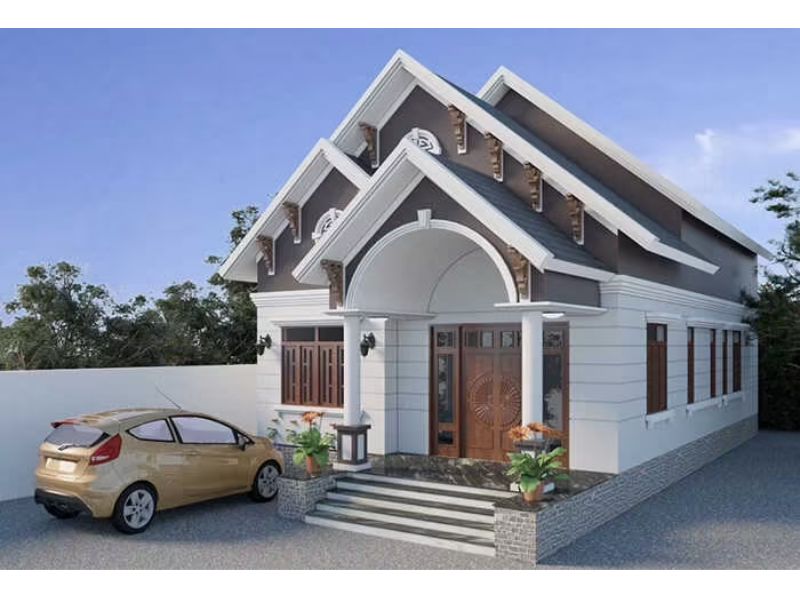 Hệ mái Thái giật cấp trong mẫu nhà cấp 4 tạo cái nhìn đầy ấn tượng 