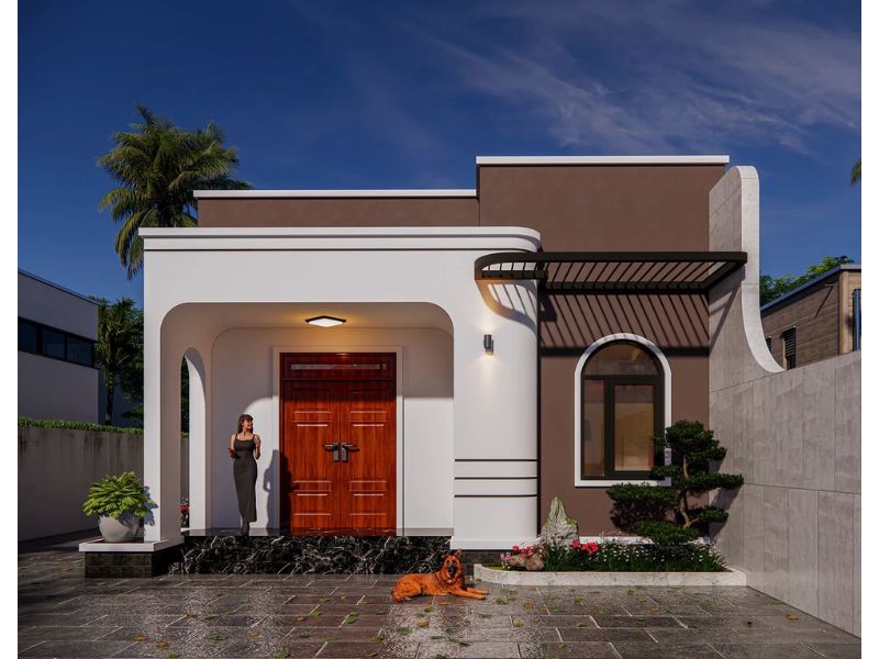 Thiết kế mặt tiền nhà cấp 4 độc đáo, ấn tượng với kiến trúc vòm thanh thoát 