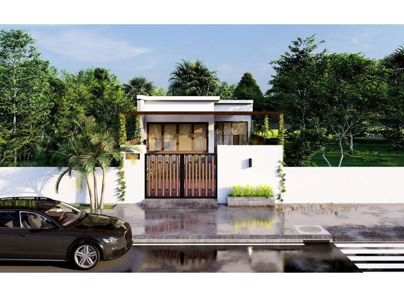 Mẫu nhà cấp 4 6x18 3 phòng ngủ chữ L 