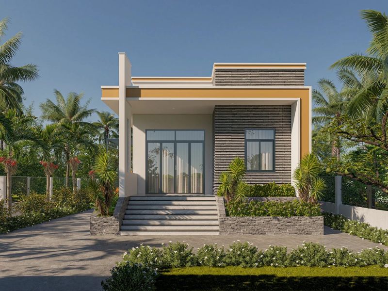 Mẫu nhà cấp 4 3 phòng ngủ 6x18 có sân vườn thoáng đãng 