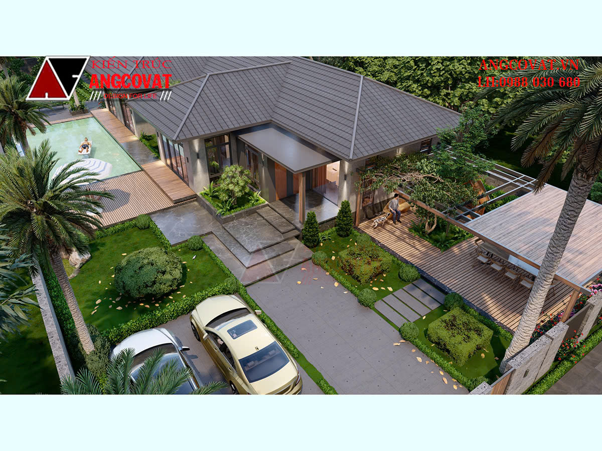 Xây nhà vườn 250m2 xanh mát, hài hòa phong thủy 
