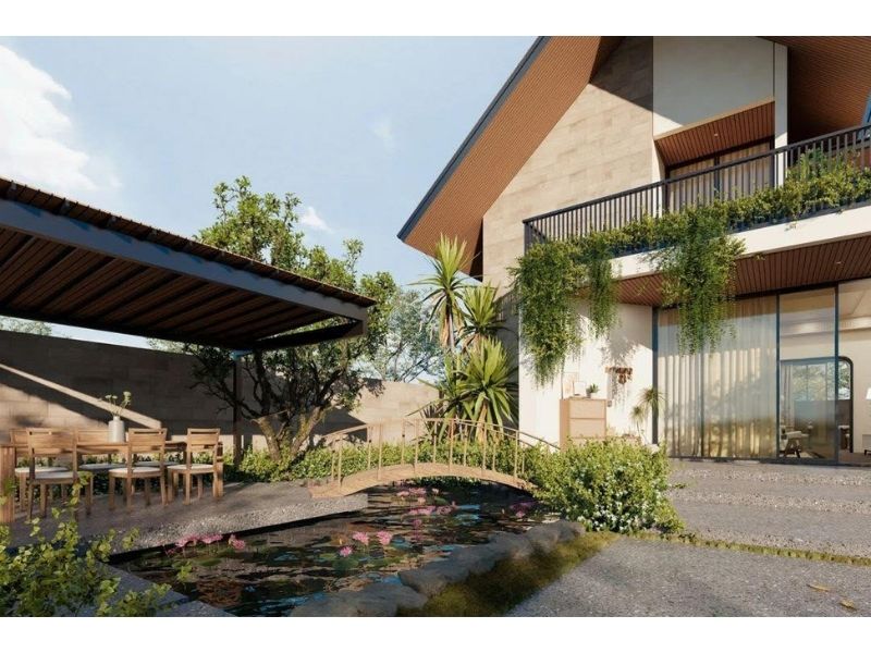 Không gian cảnh quan sân vườn xanh mát, thoáng đãng