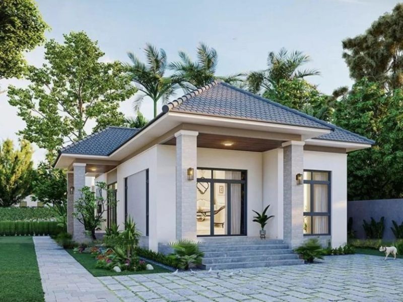 Mẫu nhà vườn cấp 4 mái Nhật tiết kiệm chi phí