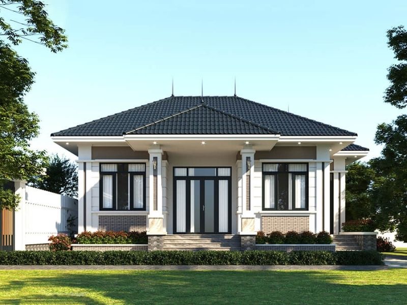 Thiết kế nhà vườn cấp 4 với hệ mái Nhật giúp thoát nước mưa nhanh chóng và cách nhiệt hiệu quả