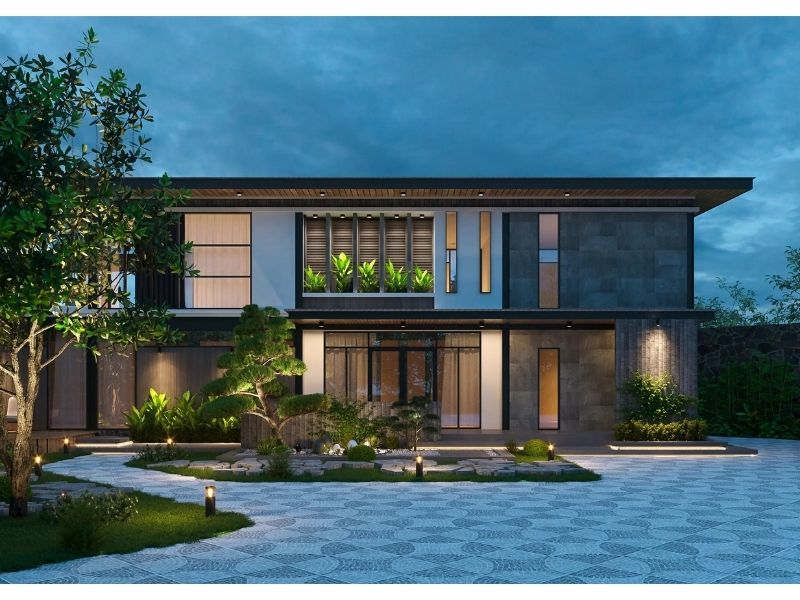 Vẻ ngoài sang trọng, thu hút của công trình biệt thự nhà vườn 2 tầng hiện đại