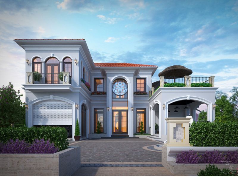Đường nét phào chỉ tinh tế trong mẫu nhà 2 tầng 6 phòng ngủ