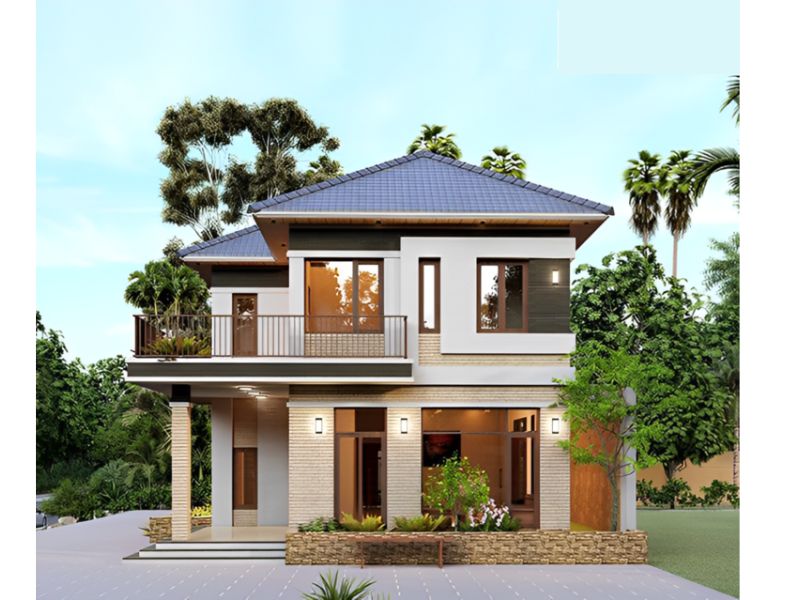 Mẫu nhà mái Nhật mặt tiền 8m sâu 11m 2 tầng thiết kế đơn giản mà tinh tế 