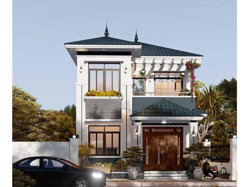 Sự kết hợp hài hòa giữa kiến trúc và thiên nhiên trong ngôi nhà 2 tầng mái Nhật 