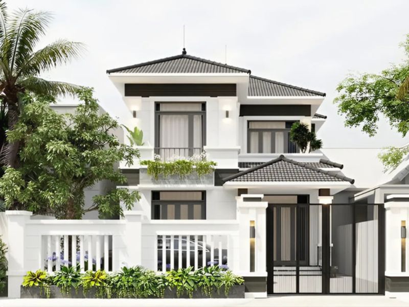 Vẻ đẹp sang trọng trong ngôi nhà 2 tầng mái Nhật mặt tiền 8m sâu 11m 