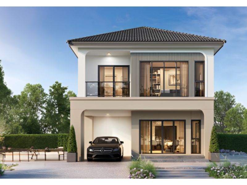Nhà mái Nhật 2 tầng 8x11 có gara để xe tiện lợi