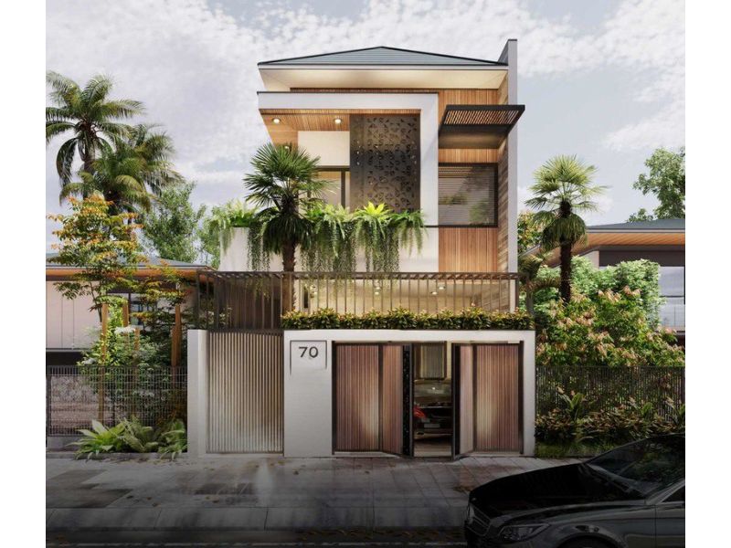 Mẫu nhà mái Nhật 2 tầng 8x11 mặt phố sang trọng 