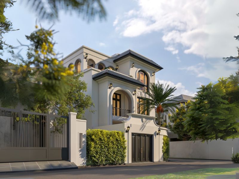 Nhà 3 tầng địa trung hải xây ở mặt phố 