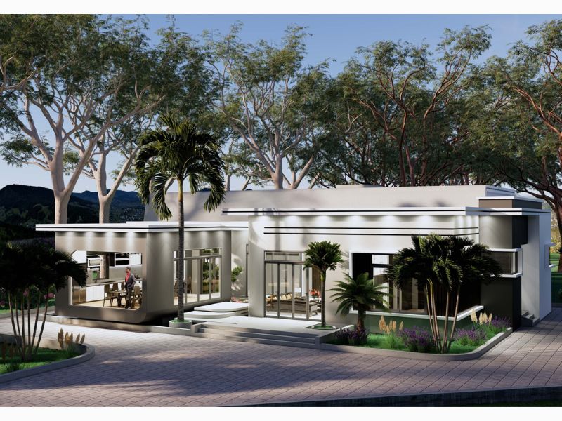 Mẫu nhà cấp 4 mái bằng 3 phòng ngủ đẹp