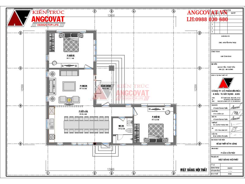 Mẫu nhà 1 tầng chữ l 100m2 giá rẻ đẹp 