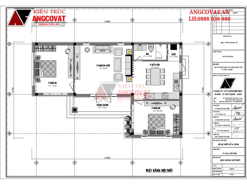 Mẫu nhà 1 tầng chữ l 100m2 giá rẻ đẹp 