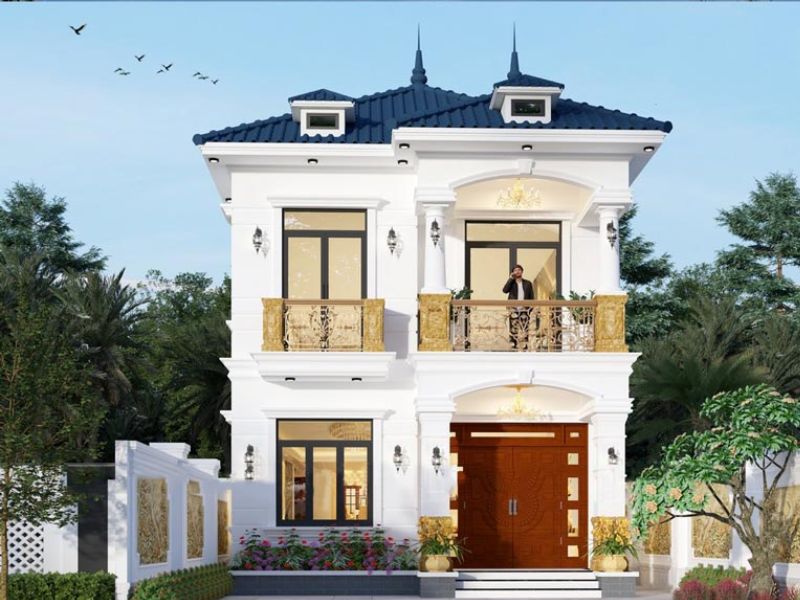 Mẫu nhà 2 tầng mái Nhật mặt tiền 10m sâu 15m