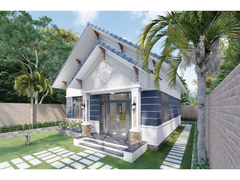 Mẫu nhà vườn dưới 1 tỷ mái Thái có quang cảnh sân vườn đẹp đẽ, thoáng đãng