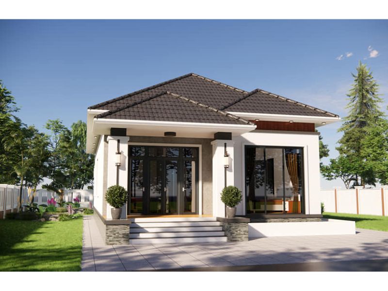 Mẫu nhà vườn dưới 1 tỷ mái Nhật tăng sự bề thế và sang trọng