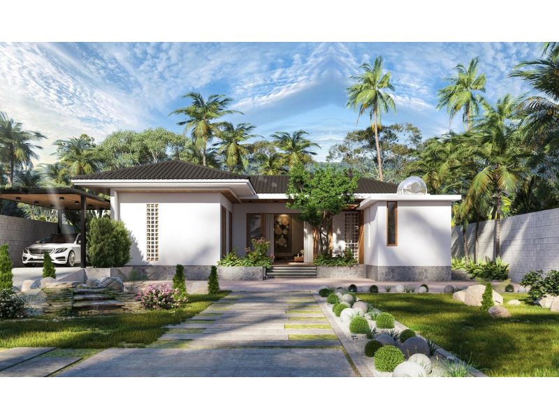 Ấn tượng với mẫu nhà vườn dưới 1 tỷ có quang cảnh sân vườn xanh tươi