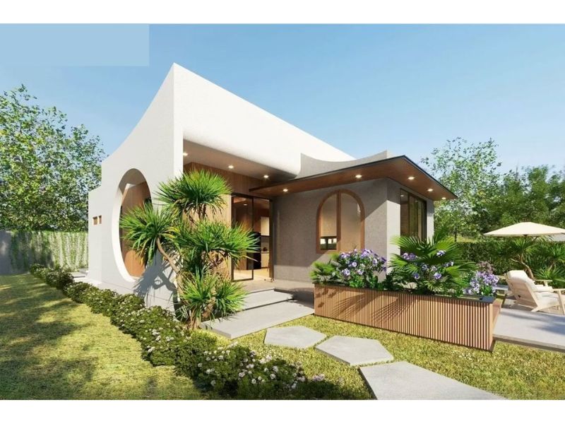 Mẫu nhà vườn cấp 4 hiện đại mái bằng chi phí dưới 1 tỷ