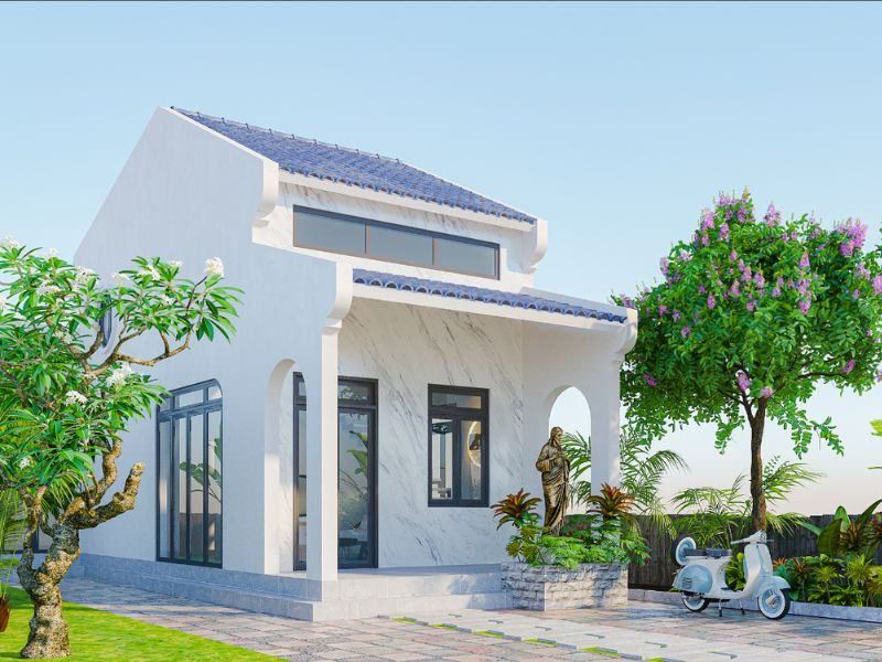 Xây nhà vườn 1 tầng có gác lửng tiết kiệm chi phí 