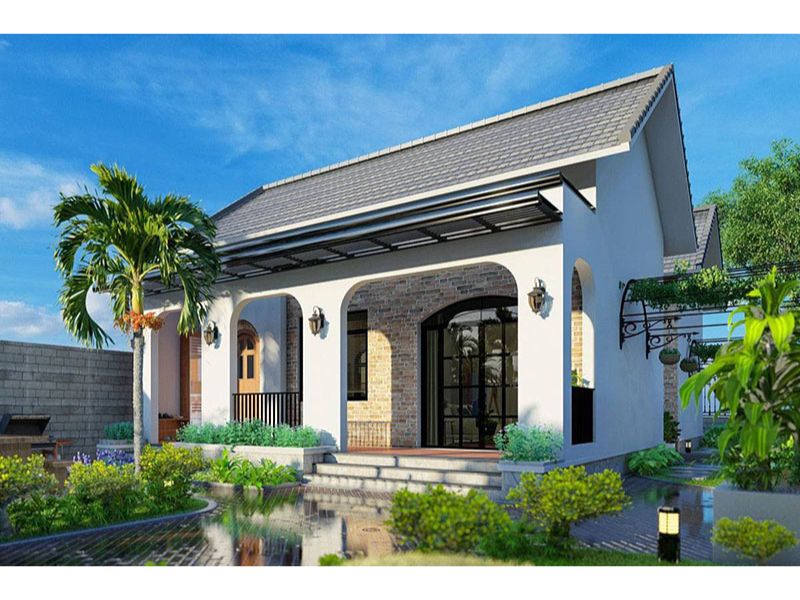 Mẫu nhà vườn dưới 1 tỷ mái ngói mặt tiền rộng rãi