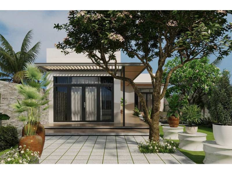 Mẫu nhà vườn dưới 1 tỷ 2 mặt tiền thông thoáng
