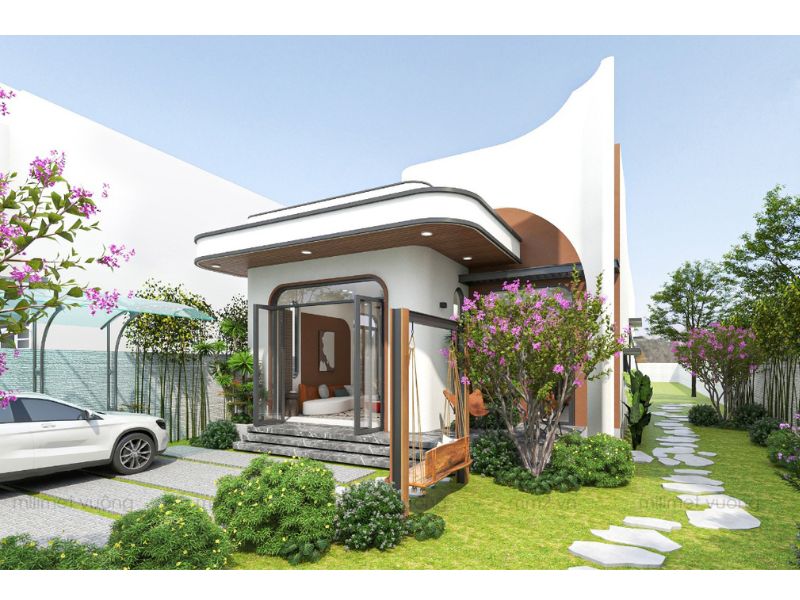 Mẫu nhà vườn dưới 1 tỷ thiết kế hệ thống cửa kính tối ưu ánh sáng tự nhiên hiệu quả