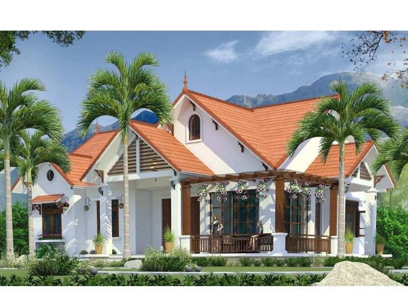 Mẫu nhà vườn 1 tầng mái Thái đẹp chi phí dưới 1 tỷ